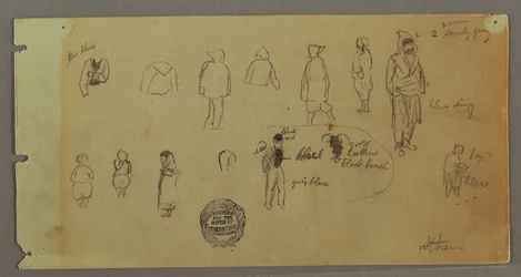 Zeichnung, Kostüm- und Figurenstudien, möglicherweise 1869