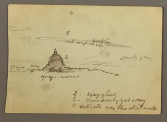 Ferne Ansicht der Kuppel der Basilika St. Peter, Rom, Italien, Januar 1869