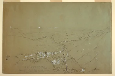 Ferne Ansicht der Vulkane Tolima und Ruiz von der Nähe der Tequendama-Fälle, Kolumbien, Juni 1853