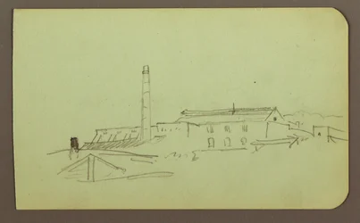 Zeichnung, Fabrik; Verso: Figuren, 1883