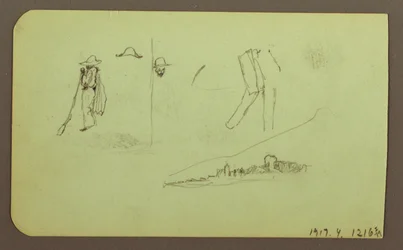 Zeichnung, Fabrik; Verso: Figuren, 1883