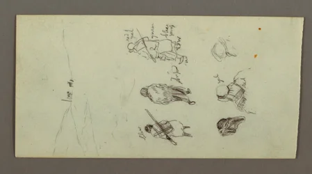 Zeichnung, Figurenstudien, Bergrücken, möglicherweise 1868