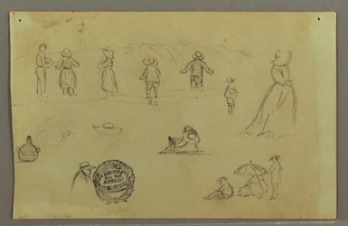 Zeichnung, Figurenstudien am Strand, möglicherweise 1857–58