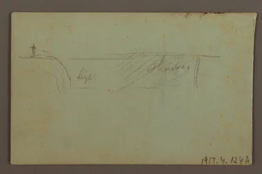 Blühende Pflanze und ein Felsen zwischen den amerikanischen und kanadischen Fällen bei Niagara, möglicherweise 1858