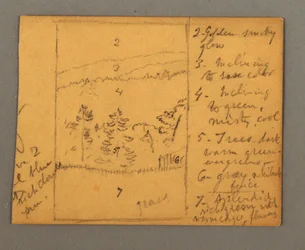 Zeichnung, Wiese, Notizen, möglicherweise 1856