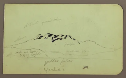 Zeichnung, Berglandschaft, "Der Itaccihuatl"; Verso: Berggipfel, 1883