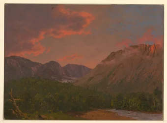 Zeichnung, Berglandschaft bei Sonnenuntergang, 1865