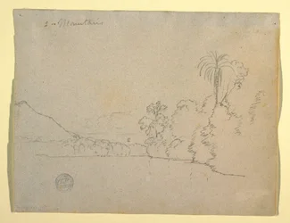 Zeichnung, Bergige Küste einer Bucht, Südamerika, 1853