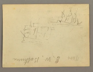 Zeichnung, Name geschrieben, Segelschiffe, möglicherweise 1868