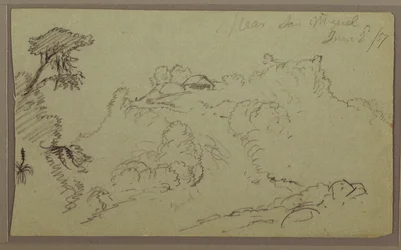 Zeichnung, In der Nähe von San Miguel, Ecuador; Verso: Unvollendete Bergskizze, 2. Juni 1857