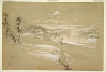 Zeichnung, Niagarafälle im Winter, 21. März 1856
