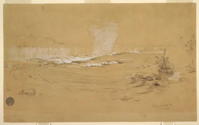Zeichnung, Niagara: Die kanadischen Fälle und Goat Island, Oktober 1856