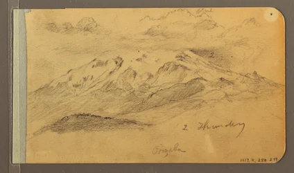 Zeichnung, Orizaba; Rückseite: Bewölkter Himmel, Dach, 1889