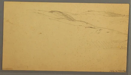 Zeichnung, Regen über Hügeln, möglicherweise 1866
