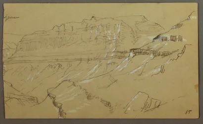 Rechter Teil einer Skizze des El Yemen Tals, Arabien: Ferne Aussicht, 20. Februar 1868