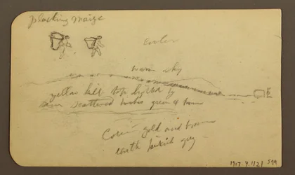 Raues Gebirge über einer Ebene; Verso: Figuren, Landschaft, 12. Dezember 1884
