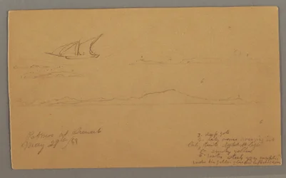 Segelschiff, Gebirgsküste, Inseln, 29. Mai 1868