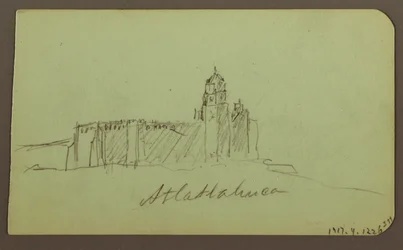 Zeichnung, Skizzen aus Patzcuaro; Rückseite: Kirche, Atlatahuca, 1883