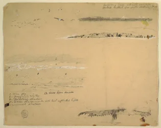 Studien von Möwen, felsige Küste und bewölkter Himmel, Great Manan, Kanada, September 1851