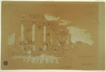 Zeichnung, Tempel in Mismiyeh, Syrien, 28. April 1868