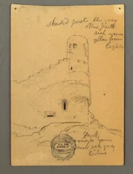 Zeichnung, Turm des Schlosses, Sion, möglicherweise 1868