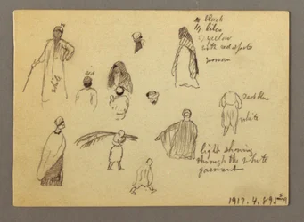 Zwölf Figurenskizzen, Joffa, Palästina, 1868