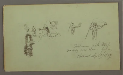 Zwei Studien von Fischern mit Ruten und Fackeln, April 1868