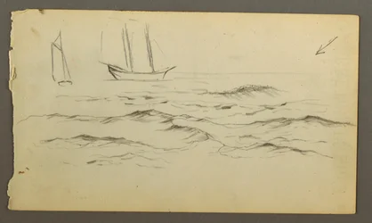 Zwei Segelboote, Wellen