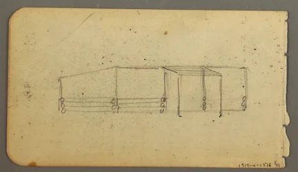 Verso: Diagramm einer Kabine, möglicherweise 1878