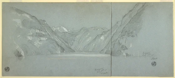 Ansicht des Königssees mit dem Falkenstein, nahe Berchtesgaden, Bayern, Deutschland, Teil 2, 11. Juli 1868