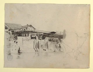 Ansicht der Brücke und Häuser in Honda, Kolumbien, 1853