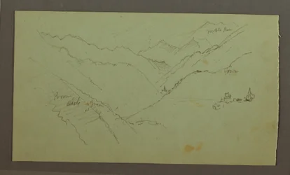 Dorf und steiles Bergtal (Alpen), 1868–69