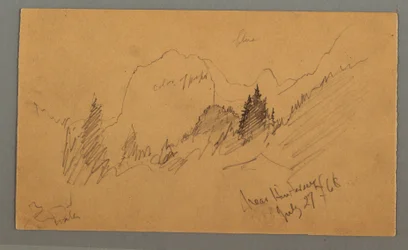 Zeichnung, Bewaldete Gipfel, 27. Juli 1868