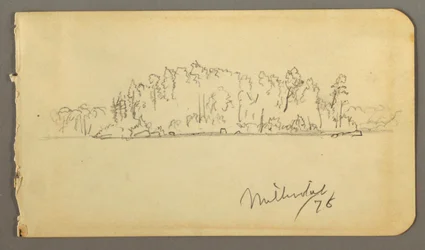Zeichnung, Bewaldetes Ufer, 1878