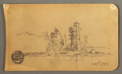 Zeichnung, Bewaldetes Ufer, 1878
