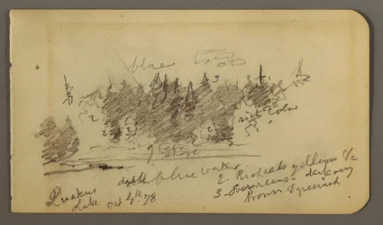 Zeichnung, Bewaldetes Ufer, 1878