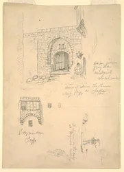 Skizzen des Hauses von Semon dem Gerber, Jaffa, Palästina [Tel-Aviv, Israel] und Fischer auf den Felsen bei Beirut, Syrien [Beirut, Libanon]