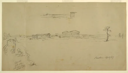 Ansichten der Basilika und des Neptuntempels, Paestum, Italien