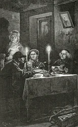 Jean Valjean wird von Bischof Myriel empfangen und versorgt, 19. Jahrhundert