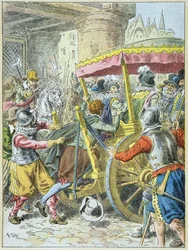 Mord an König Heinrich IV durch François Ravaillac in der Rue de la Ferronnerie, Paris, 14. Mai