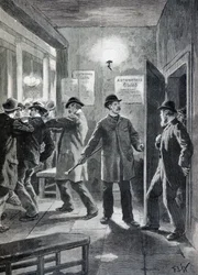 Polizeirazzia in einem anarchistischen Club, London