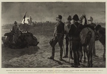 Warten auf den Mondaufgang, eine Pause während Sir Herbert Stewarts Wüstenmarsch von Korti zu den Gakdul-Wells