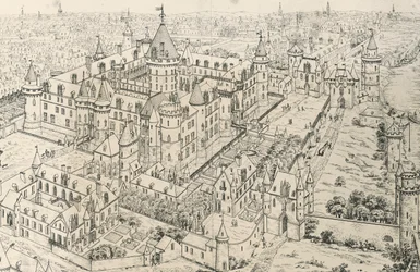Louvre in Paris zur Zeit von Karl V., Zeichnung von Frederic de Clarac, Frankreich