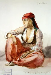 Eine sitzende Frau 