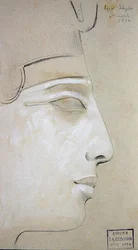 Studie eines Reliefs eines Profils von Seti I im Tempel von Seti I, Abydos