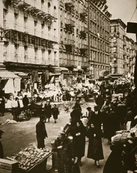 Straßenmarkt in der Orchard Street, Lower East Side, New York, USA, frühe 1930er