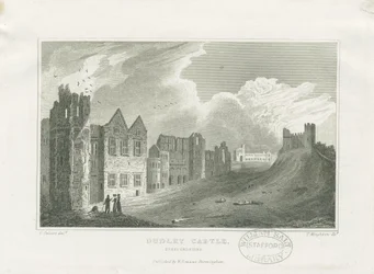 Dudley Castle - Der Bergfried (Stahlstich)