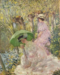 Zwei junge Mädchen im Garten, ca. 1911