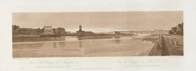 Blick auf das Dorf Chaillot & C. vom Pont de la Concorde 1803; Platte 17 aus Ansichten in Paris, das Emanuel-Volumen Nachzeichnung der Platte B1981.25.2626
