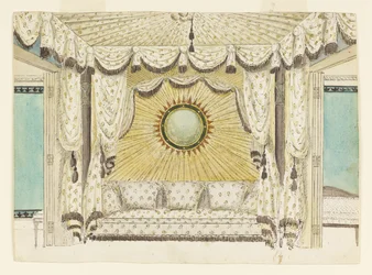 Design für ein Bett mit Zeltalkoven, wahrscheinlich für das Schlafzimmer oder Boudoir des Prinzen von Wales, Royal Pavilion
